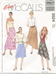3524 EZ STRAIGHT=ASYMMETRIC SKIRTS 4 LENGTHS PATTERN 4-18 2 SZ